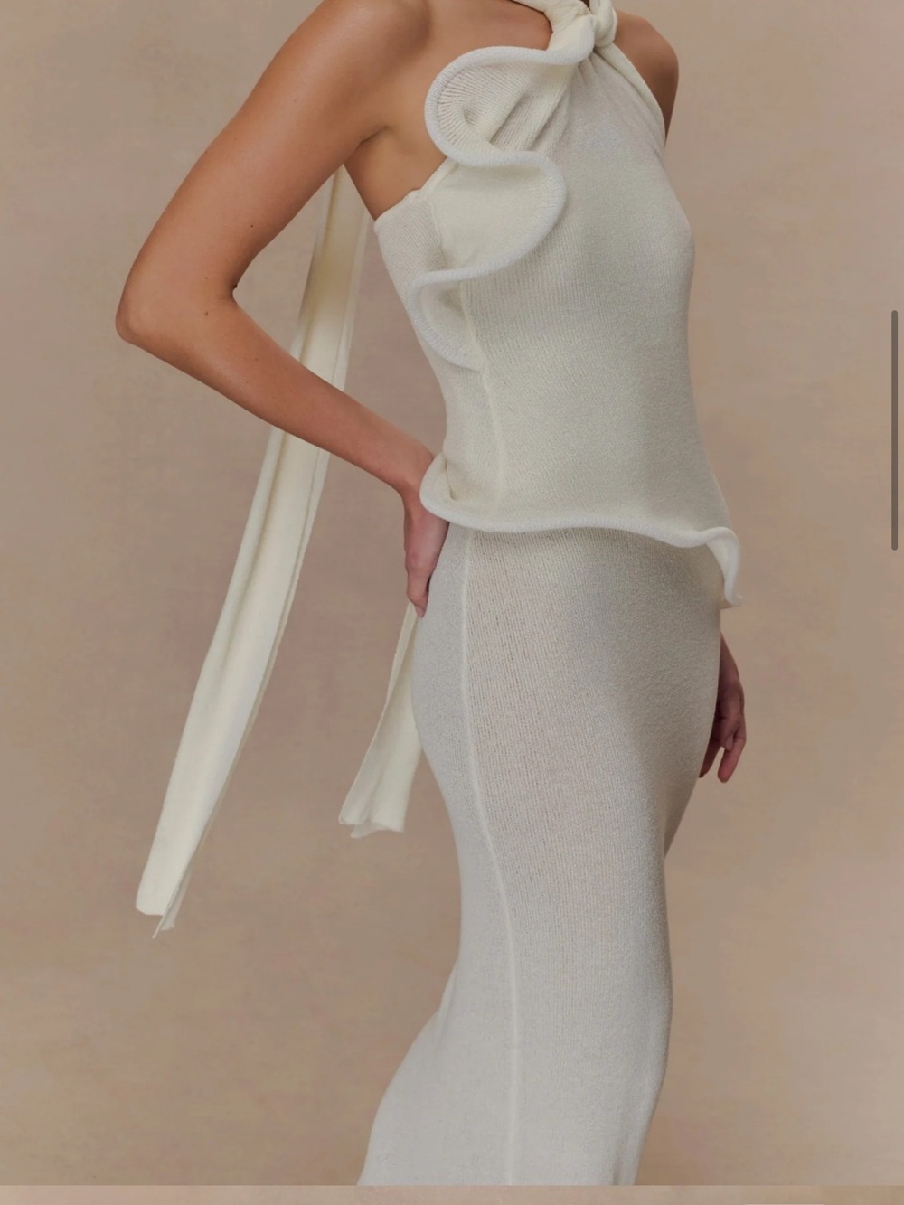 Meshki Cream Sculpted Halter Maxi Dress - Picture 6 of 6